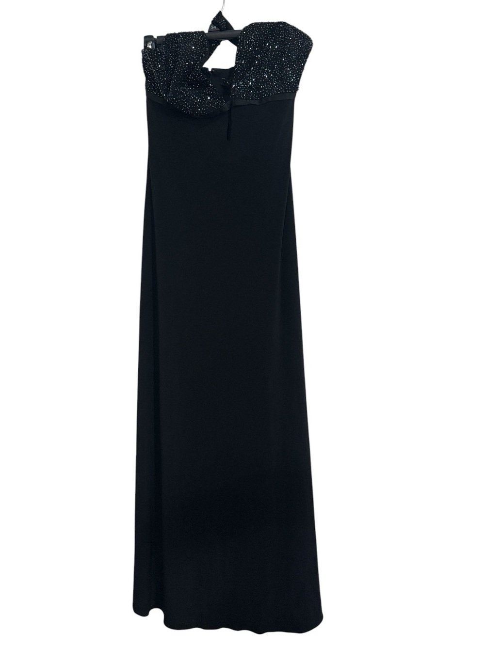 Laundry by Shelli Segal Black Maxi Halter Dress Embellished Gown size 8